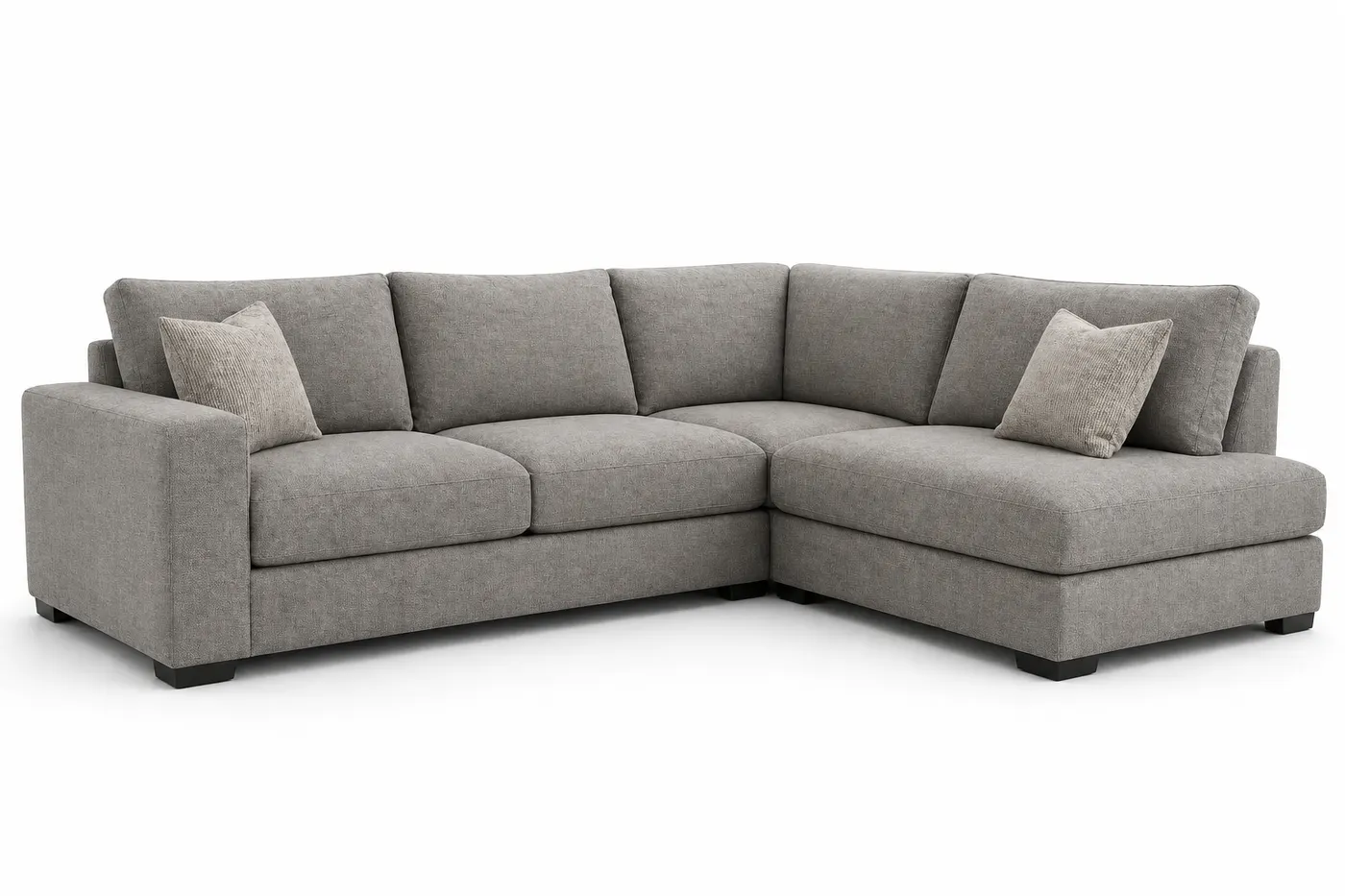 Sectional sofa removal image showing a gray sectional sofa