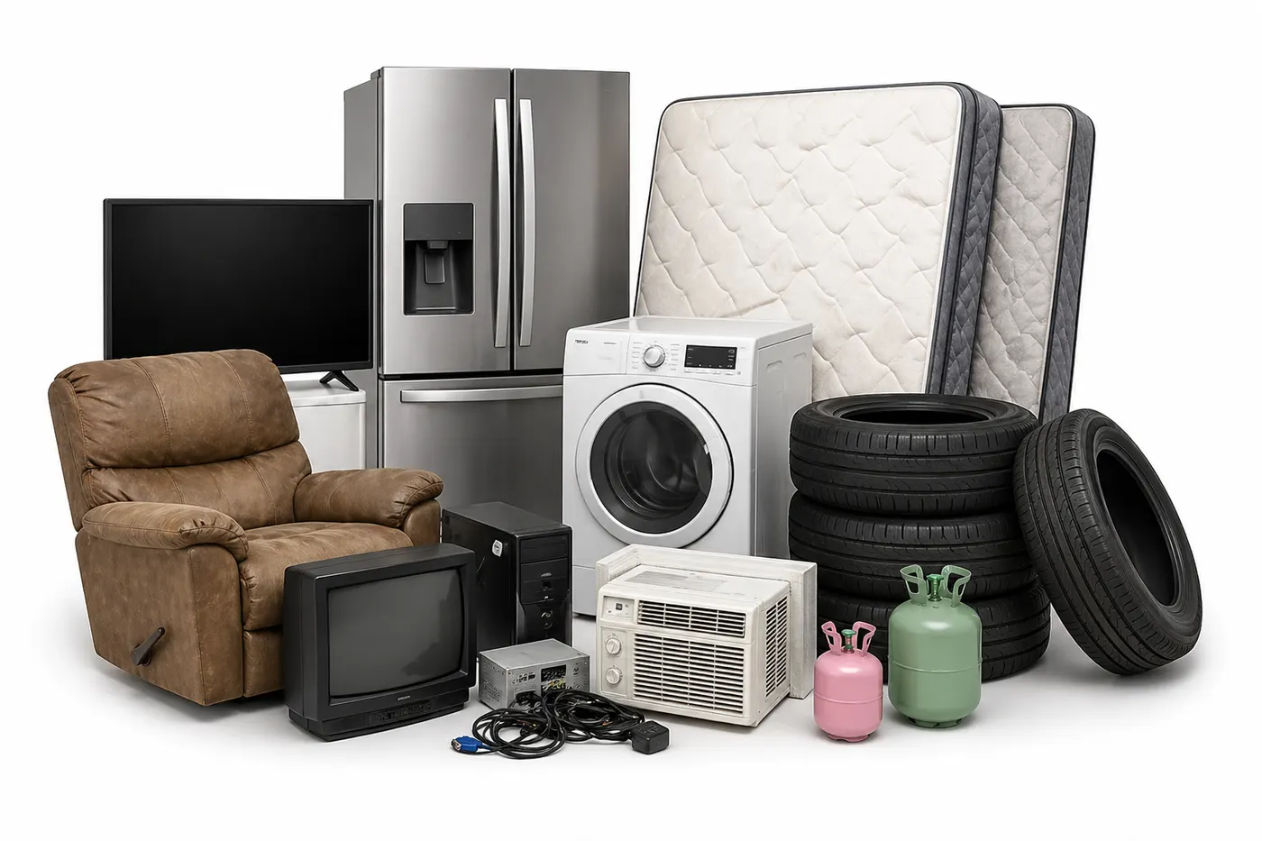 Special disposal item group including electronics, tires, appliances, and mattresses